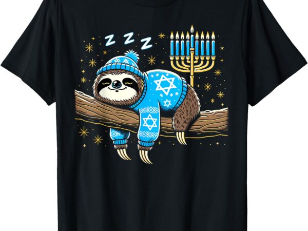 Funny hanukkah sloth jewish chanukah sleeping hanukkah pjs t-shirt