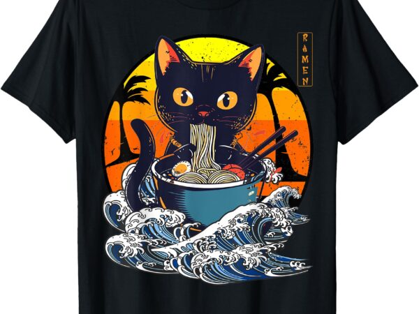 Funny japanese cat ramen anime shirt graphic kawaii cat t-shirt