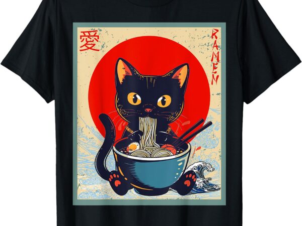 Funny japanese kawaii anime cat ramen shirt vintage t-shirt