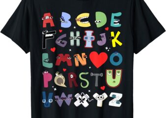 Funny Lore Alphabet A to Z I Love You Letter kids Boys Girls T-Shirt