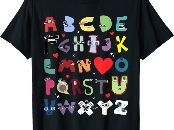 Funny lore alphabet a to z i love you letter kids boys girls t-shirt