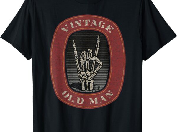 Funny old man guy vintage graphic skeleton hand t-shirt