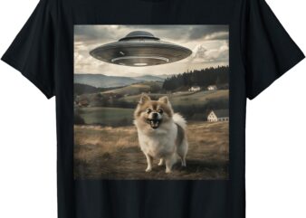 Funny Pomeranian Selfie UFO Alien Spaceship Dog Lover T-Shirt