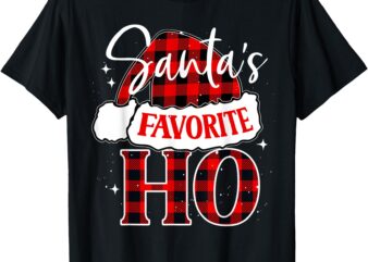 Funny Santa’s Favorite Ho Christmas Santa Buffalo Red Plaid T-Shirt