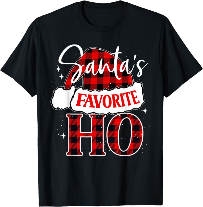 Funny Santa’s Favorite Ho Christmas Santa Buffalo Red Plaid T-Shirt