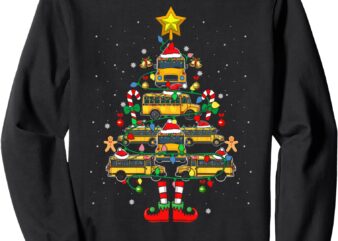 Funny School Bus Driver Christmas Tree Shirt Ugly Sweater Sweatshirt