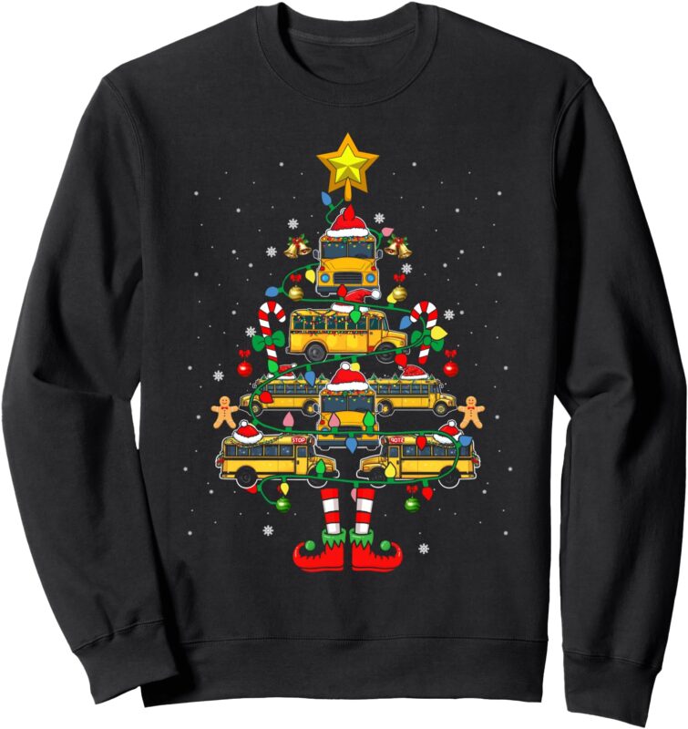 Funny School Bus Driver Christmas Tree Shirt Ugly Sweater Sweatshirt