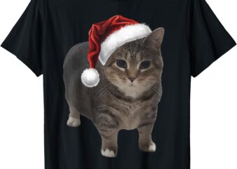 Funny Spinning Cat with Santa Hat OIIA Cat Christmas T-Shirt