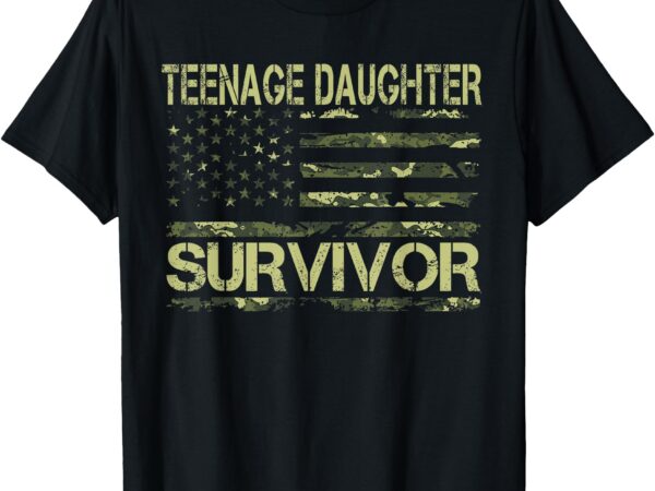 Funny teenage daughter survivor usa flag military t-shirt