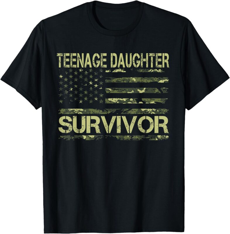 Funny Teenage Daughter Survivor USA Flag Military T-Shirt