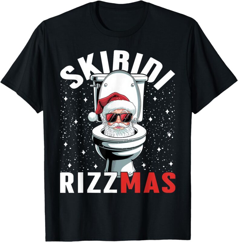 Funny Toilet Santa Skibidi Rizzmas White Elephant Christmas T-Shirt