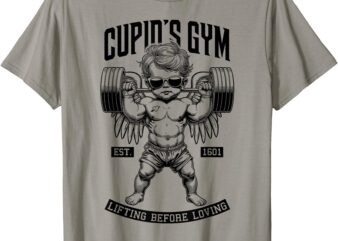 Funny Valentine’s Day Cupid’s Gym Love Fitness Workout T-Shirt