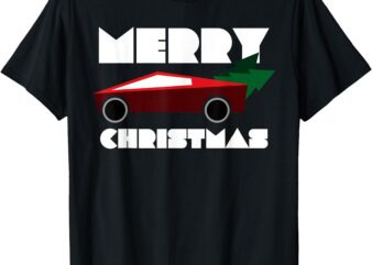 Futuristic Cyber Red Truck Pickup Christmas Tree Kids Men T-Shirt