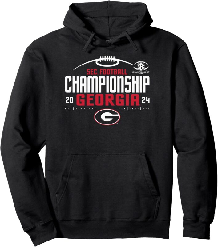 Georgia Bulldogs SEC Championship 2024 Football Laces Black Pullover Hoodie