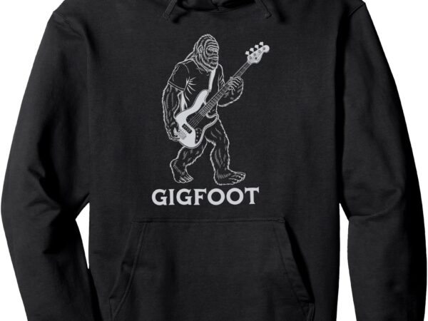 Gigfoot, bigfoot electric bass guitar sasquatch pullover hoodie t shirt design template