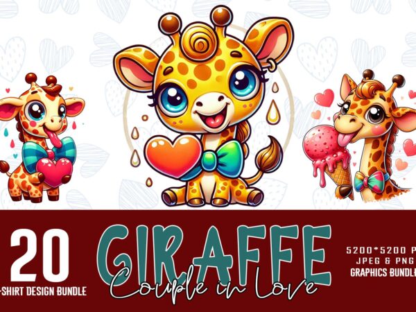 Popular valentines day giraffe love t-shirt design bundle of 20 designs – download instantly t-shirt bundle