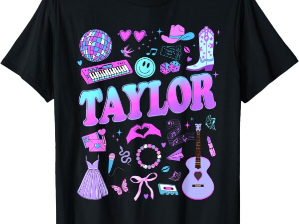 Girl retro taylor first name personalized groovy t-shirt