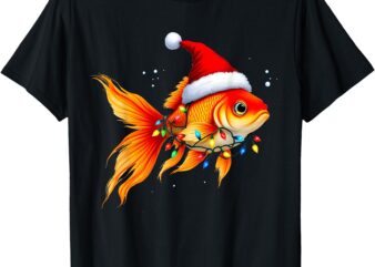 Goldfish Santa Hat Lights Christmas Cute Xmas Pajama Kids T-Shirt