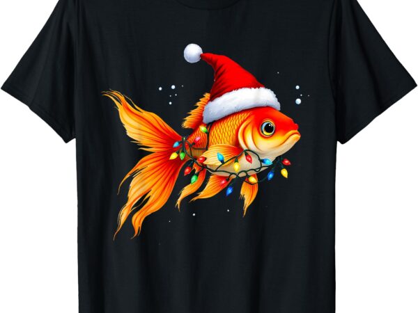 Goldfish santa hat lights christmas cute xmas pajama kids t-shirt