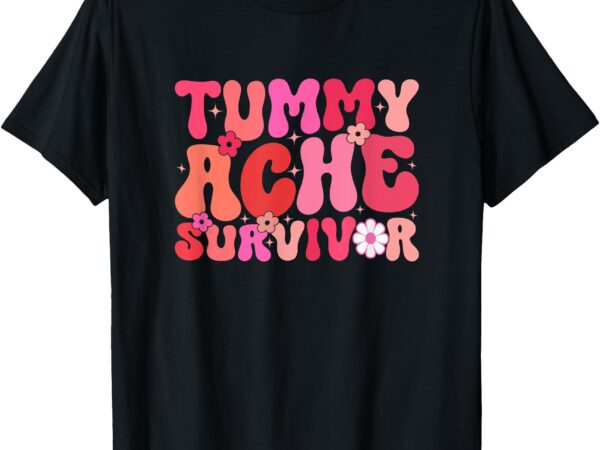 Groovy tummy ache survivor men women my tummy hurts ibs t-shirt