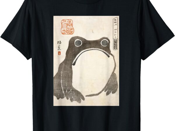 Grumpy frog japanese art print t-shirt