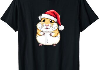 Hamster Christmas Santa Hat Holiday Design T-Shirt