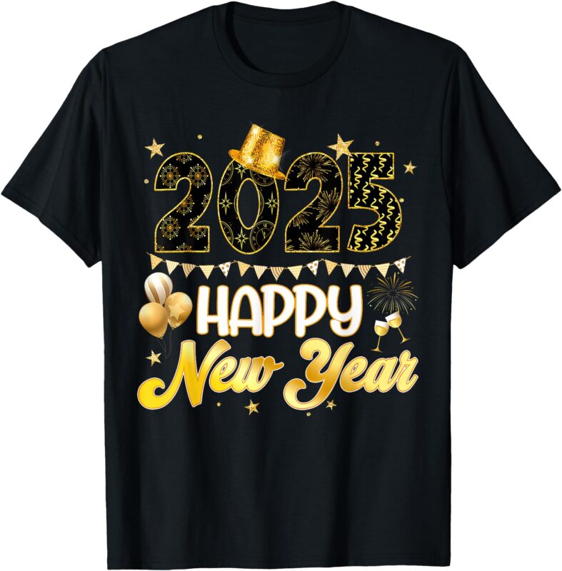 Happy New Year Party 2025 Ballon Family Matching Men Women T-Shirt