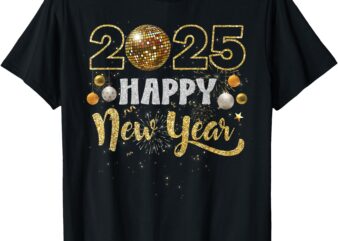 Happy New Year Party 2025 Disco Ball Matching Men Women Kid T-Shirt