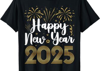 Happy New Year Party Supplies 2025 Family Matching Fireworks T-Shirt