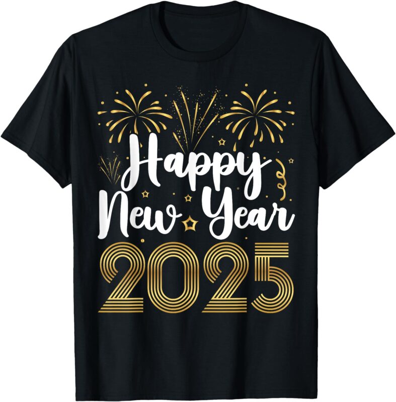 Happy New Year Party Supplies 2025 Family Matching Fireworks T-Shirt