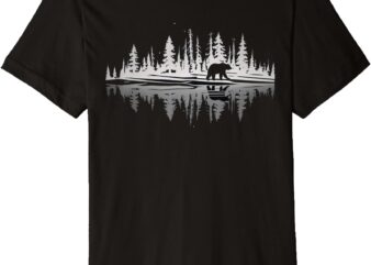 Hiking Adventure Bear in Pine Trees Reflective Premium T-Shirt