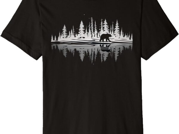 Hiking adventure bear in pine trees reflective premium t-shirt