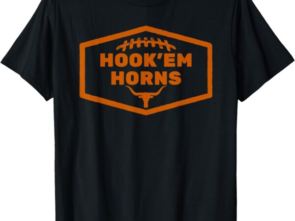 Hook’em horns original hexagon with football laces t-shirt