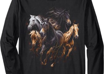 Horses Collage Horse Lover Graphic for Men Women Boys Girls Long Sleeve T-Shirt