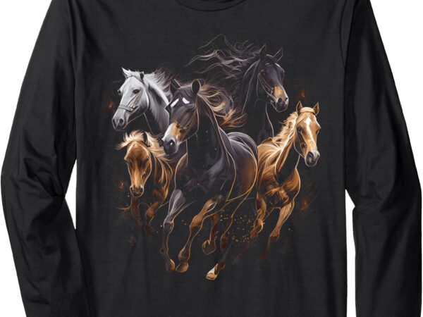 Horses collage horse lover graphic for men women boys girls long sleeve t-shirt