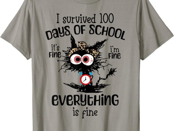 I survived 100 days of school funny cat boys teachers t-shirt