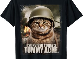 I Survived Today’s Tummy Ache Cat Meme T-Shirt