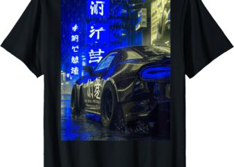 JDM Japan Drifting Tuning Car Tokyo At Night On The Back T-Shirt