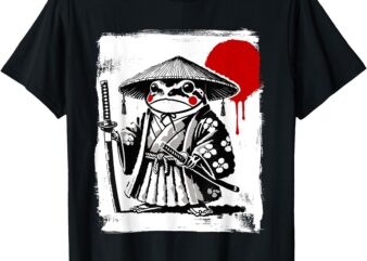 Japanese Anime Samurai Frog Vintage Ukiyo-e Graphic Art T-Shirt