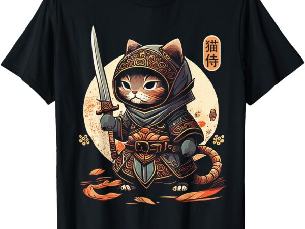 Japanese samurai cat tattoo kawaii ninja cat t-shirt