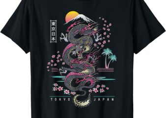 Japanese Tokyo Dragon Asian inspired retro 80’s style T-Shirt