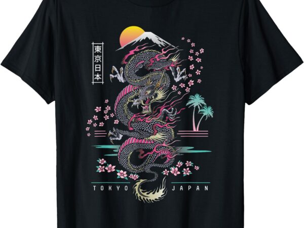 Japanese tokyo dragon asian inspired retro 80’s style t-shirt