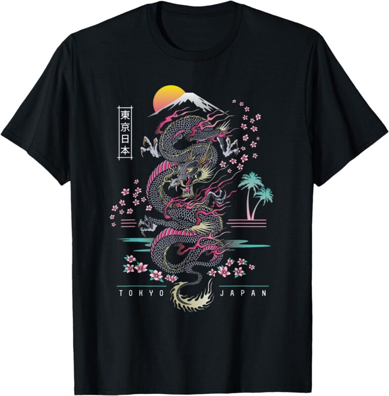 Japanese Tokyo Dragon Asian inspired retro 80’s style T-Shirt