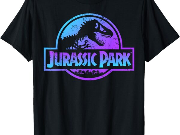 Jurassic park blue & purple fossil logo graphic short sleeve t-shirt