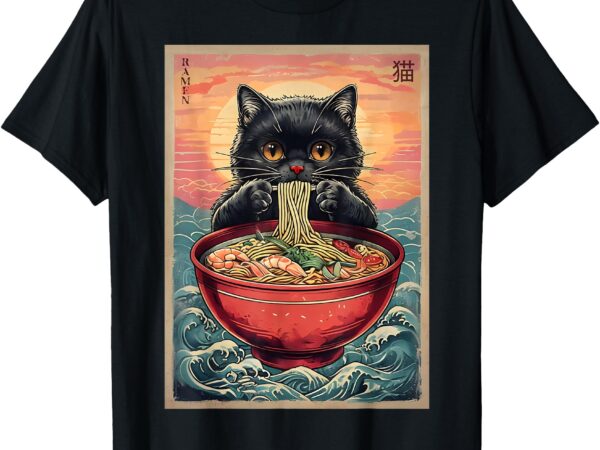 Kawaii cat anime cat ramen graphic japanese t-shirt