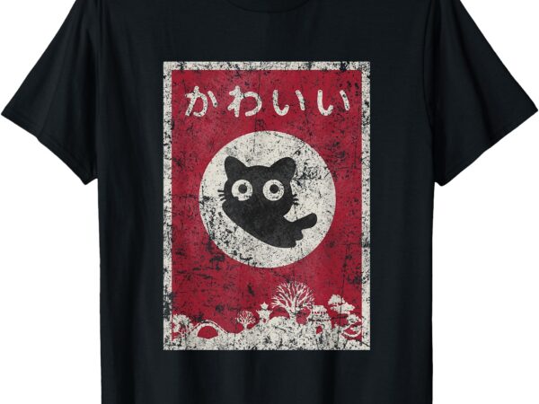 Kawaii cat japanese black anime cat t-shirt