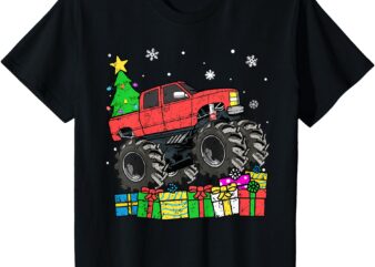 Kids Boys Christmas Monster Truck Kids Merry Christmas Toddler T-Shirt