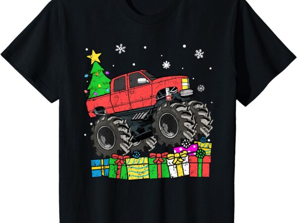 Kids boys christmas monster truck kids merry christmas toddler t-shirt