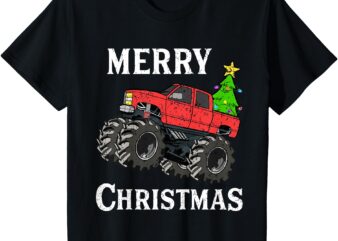 Kids Boys Christmas Monster Truck Kids Merry Christmas Toddler T-Shirt