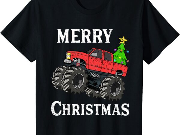 Kids boys christmas monster truck kids merry christmas toddler t-shirt